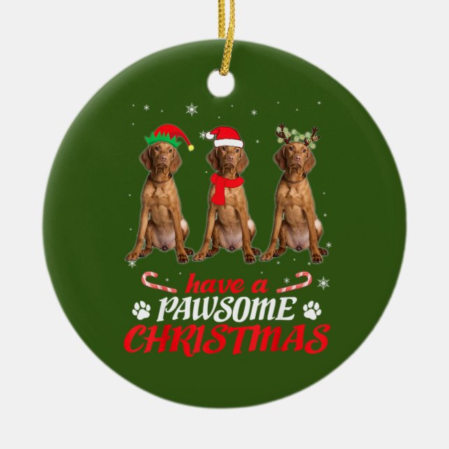 Vizsla Dog Ceramic Tree Decoration (Front)