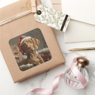 Vizsla Dog Christmas Festive  Square Sticker