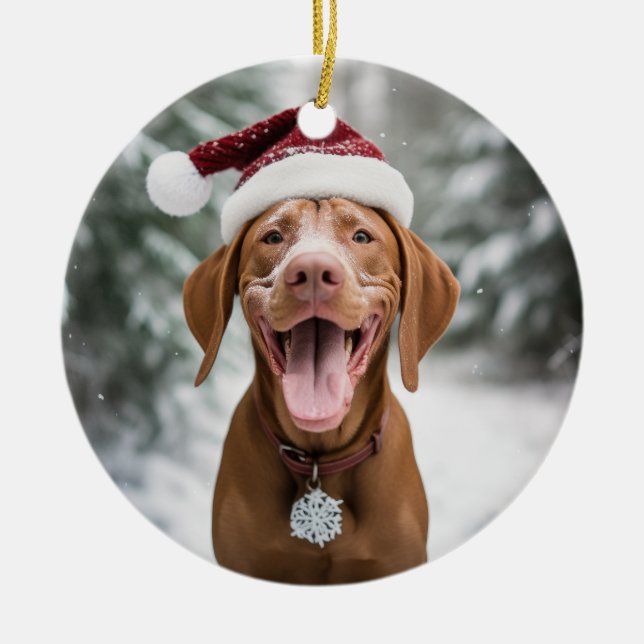 Vizsla Dog Christmas Keepsake Ceramic Tree Decoration (Front)