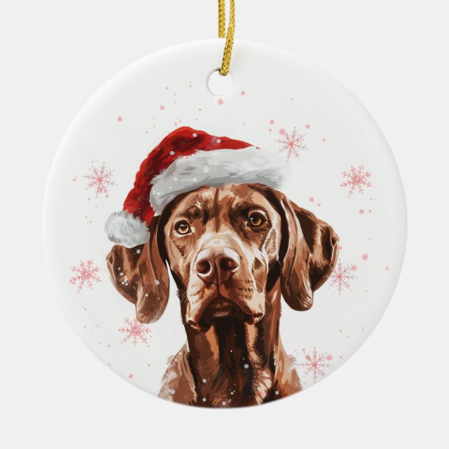 Vizsla Dog Christmas Personalized Ceramic Tree Decoration (Front)