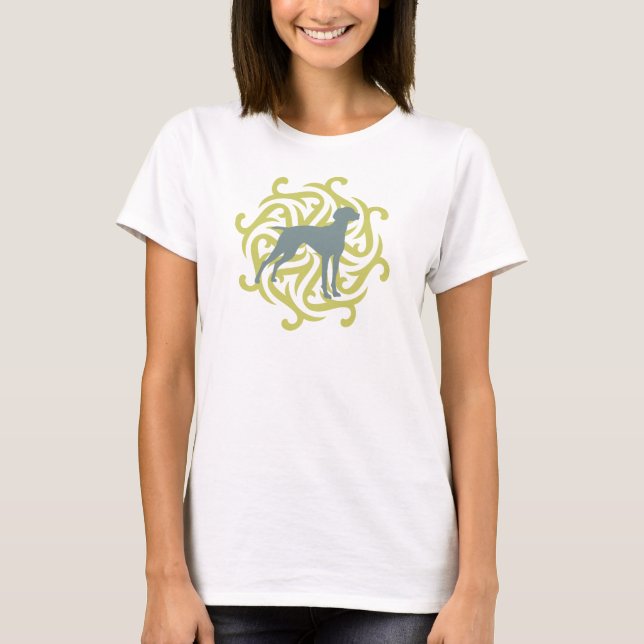 Vizsla Dog Design (lime & slate) T-Shirt (Front)