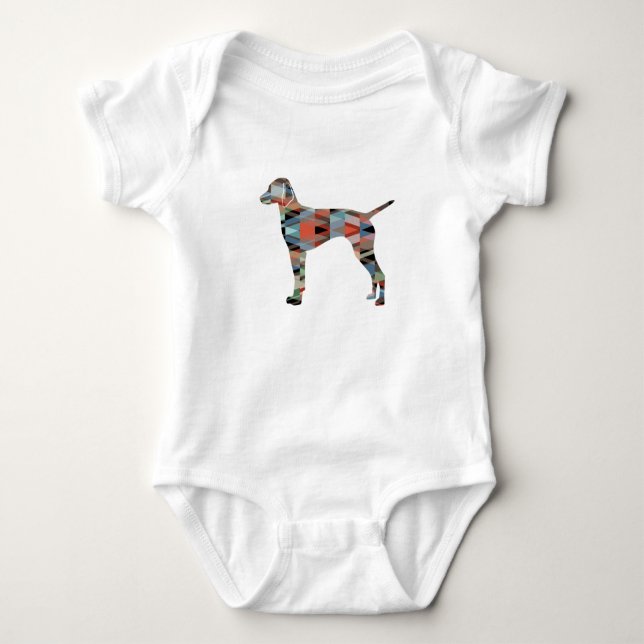 Vizsla Dog Geometric Pattern Silhouette Plaid Baby Bodysuit (Front)