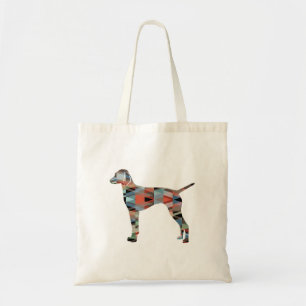 Vizsla Dog Geometric Pattern Silhouette Plaid Tote Bag