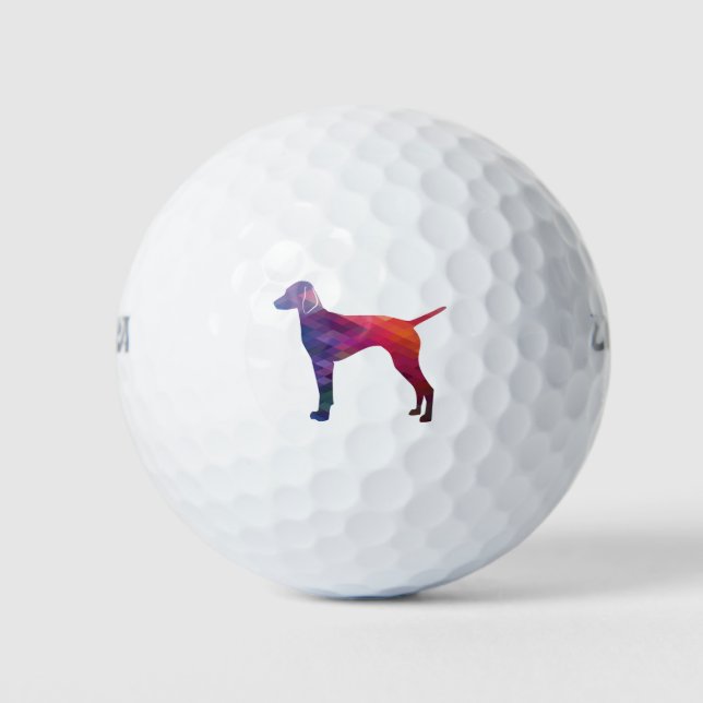 Vizsla Dog Geometric Pattern Silhouette Purple Golf Balls (Front)