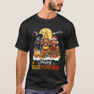 Vizsla Dog Halloween Christmas Happy Hallothanksma T-Shirt