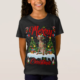 Vizsla Dog Lover Xmas Lighting Santa Hat Vizsla Ch T-Shirt