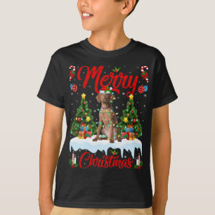 Vizsla Dog Lover Xmas Lighting Santa Hat Vizsla Ch T-Shirt