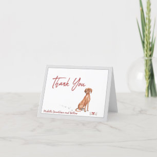 Vizsla Dog Personalized & Bone Red Ribbon Thank You Card