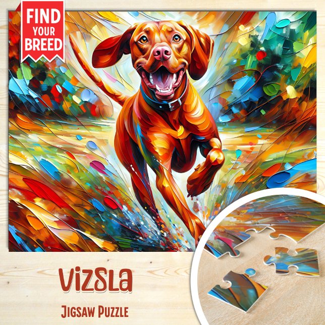 Vizsla Dog Portrait Acrylic Art Print Dog Lover Jigsaw Puzzle (Creator Uploaded)