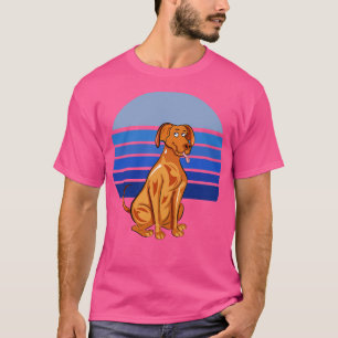 Vizsla Dog Retro Blue T-Shirt