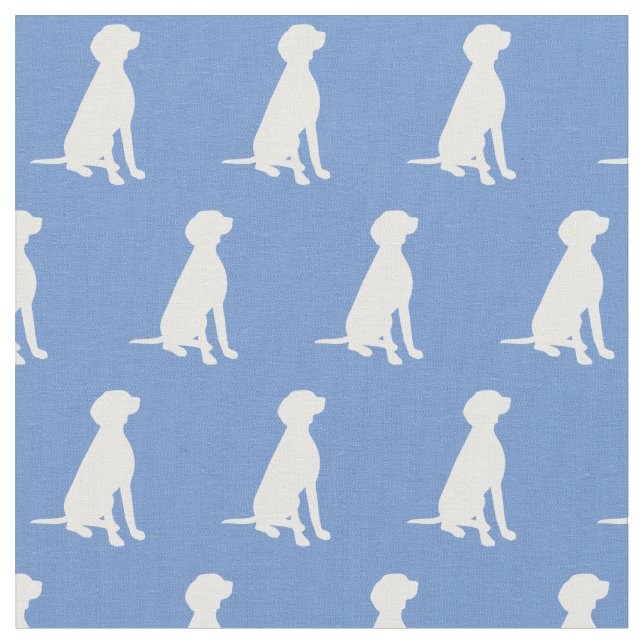 Vizsla Dog Silhouette Pet Light Blue Fabric (Close Up)