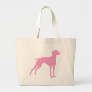 Vizsla Dog Silhouette (pink) Large Tote Bag