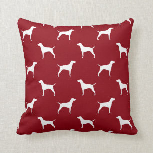 Vizsla Dog Silhouettes Pattern Red and White Cushion