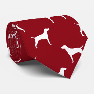 Vizsla Dog Silhouettes Pattern Red and White Tie