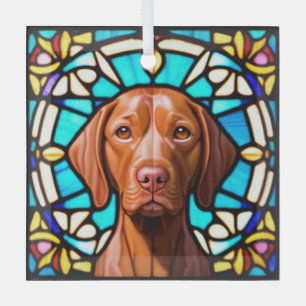 Vizsla Dog "Stained Glass"  Glass Tree Decoration