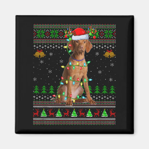 Vizsla Dog Ugly Christmas Sweaters Holiday Santa X Magnet