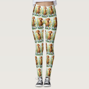 Vizsla Dog with Easter Eggs Holiday  Leggings