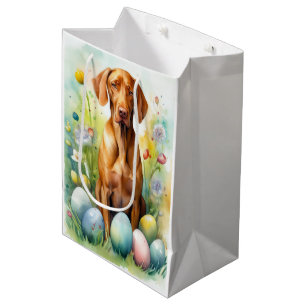 Vizsla Dog with Easter Eggs Holiday Medium Gift Bag