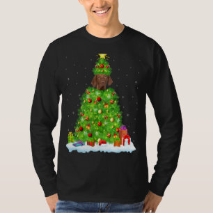 Vizsla Dog Xmas Lighting Tree Funny Vizsla Christm T-Shirt
