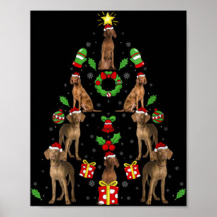Vizsla Dog Xmas Lighting Tree Vizsla Christmas V N Poster