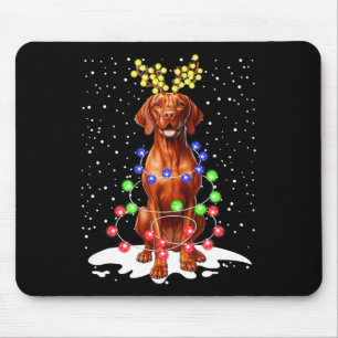 Vizsla Dog Xmas Ugly Christmas Lights  Mouse Pad