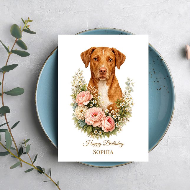 Vizsla Floral Portrait Card (Creator Uploaded)