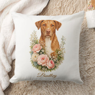 Vizsla Floral Portrait Cushion
