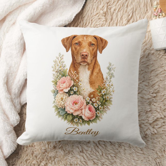 Vizsla Floral Portrait Cushion (Blanket)