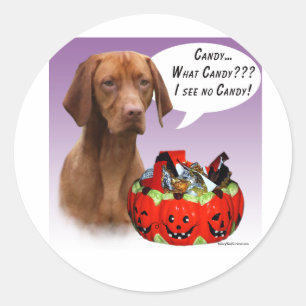 Vizsla Halloween Candy Classic Round Sticker