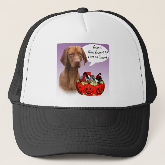 Vizsla Halloween Candy Trucker Hat (Front)