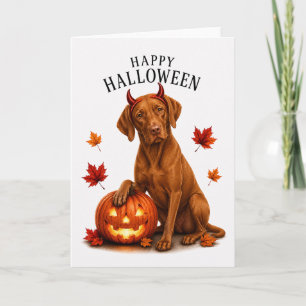 Vizsla Halloween Devil Dog Card
