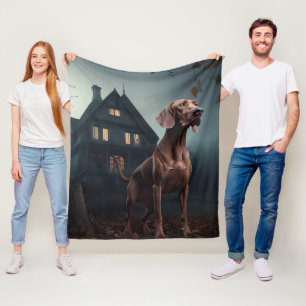 Vizsla Halloween Scary Fleece Blanket