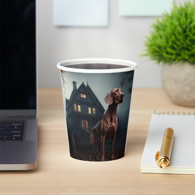 Vizsla Halloween Scary Paper Cups (Insitu)