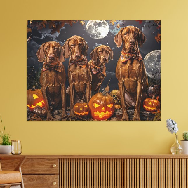 Vizsla Halloween Spooky Canvas Print (Insitu(LivingRoom))