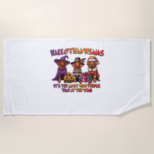 Vizsla Halloween Thanksgiving Christmas Classic T- Beach Towel
