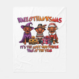 Vizsla Halloween Thanksgiving Christmas Classic T- Fleece Blanket