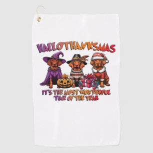 Vizsla Halloween Thanksgiving Christmas Classic T- Golf Towel