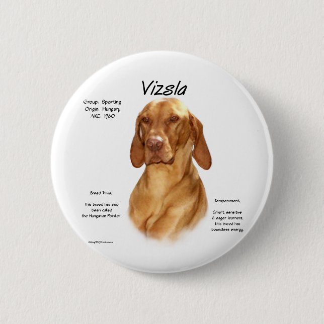 Vizsla History Design 6 Cm Round Badge (Front)