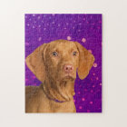 Vizsla - Hungarian pointer puppy on purple