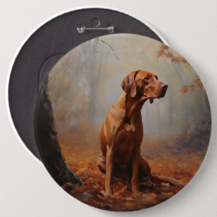 Vizsla in Autumn Leaves Fall Inspire 6 Cm Round Badge