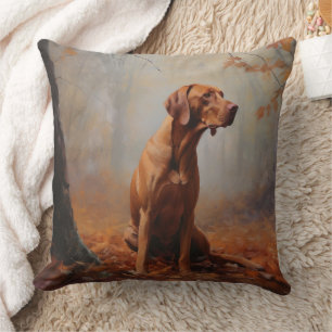 Vizsla in Autumn Leaves Fall Inspire Cushion