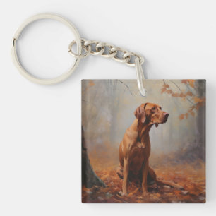 Vizsla in Autumn Leaves Fall Inspire Key Ring