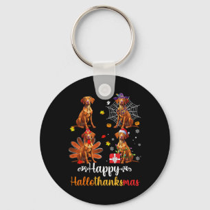 Vizsla Lover Halloween Merry Christmas Happy Hallo Key Ring