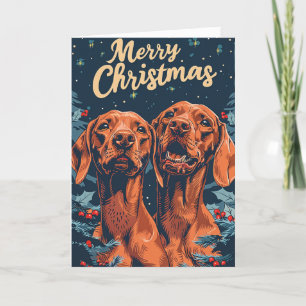 Vizsla Merry Christmas Personalised Holiday Card