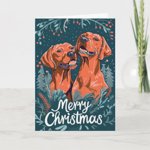 Vizsla Merry Christmas Personalised Holiday Card