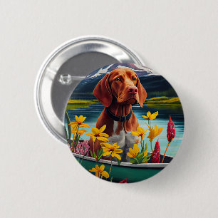 Vizsla on a Paddle: A Scenic Adventure 6 Cm Round Badge