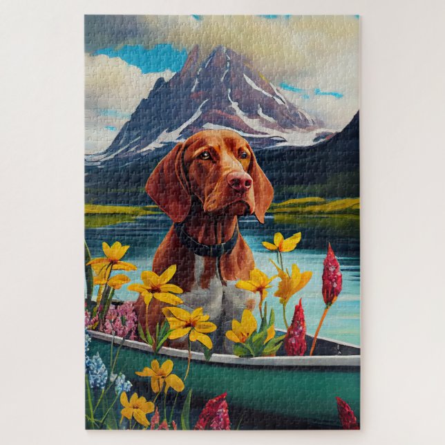 Vizsla on a Paddle: A Scenic Adventure Jigsaw Puzzle (Vertical)