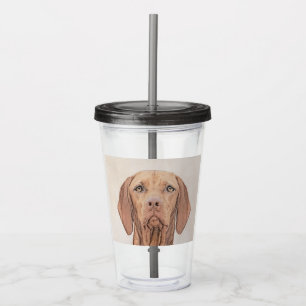 Vizsla Painting - Cute Original Dog Art Acrylic Tumbler
