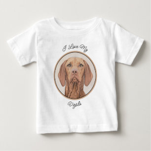 Vizsla Painting - Cute Original Dog Art Baby T-Shirt
