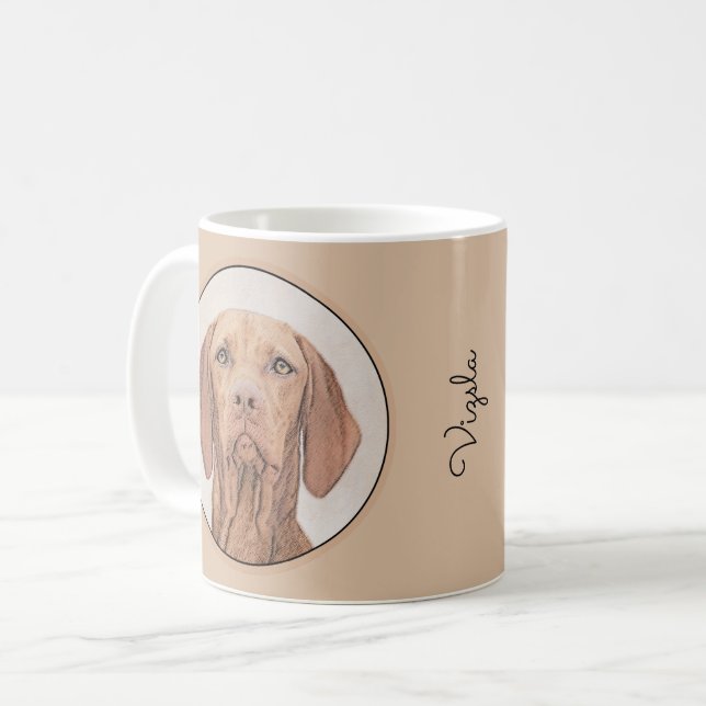 Vizsla Painting - Cute Original Dog Art Coffee Mug (Front Left)